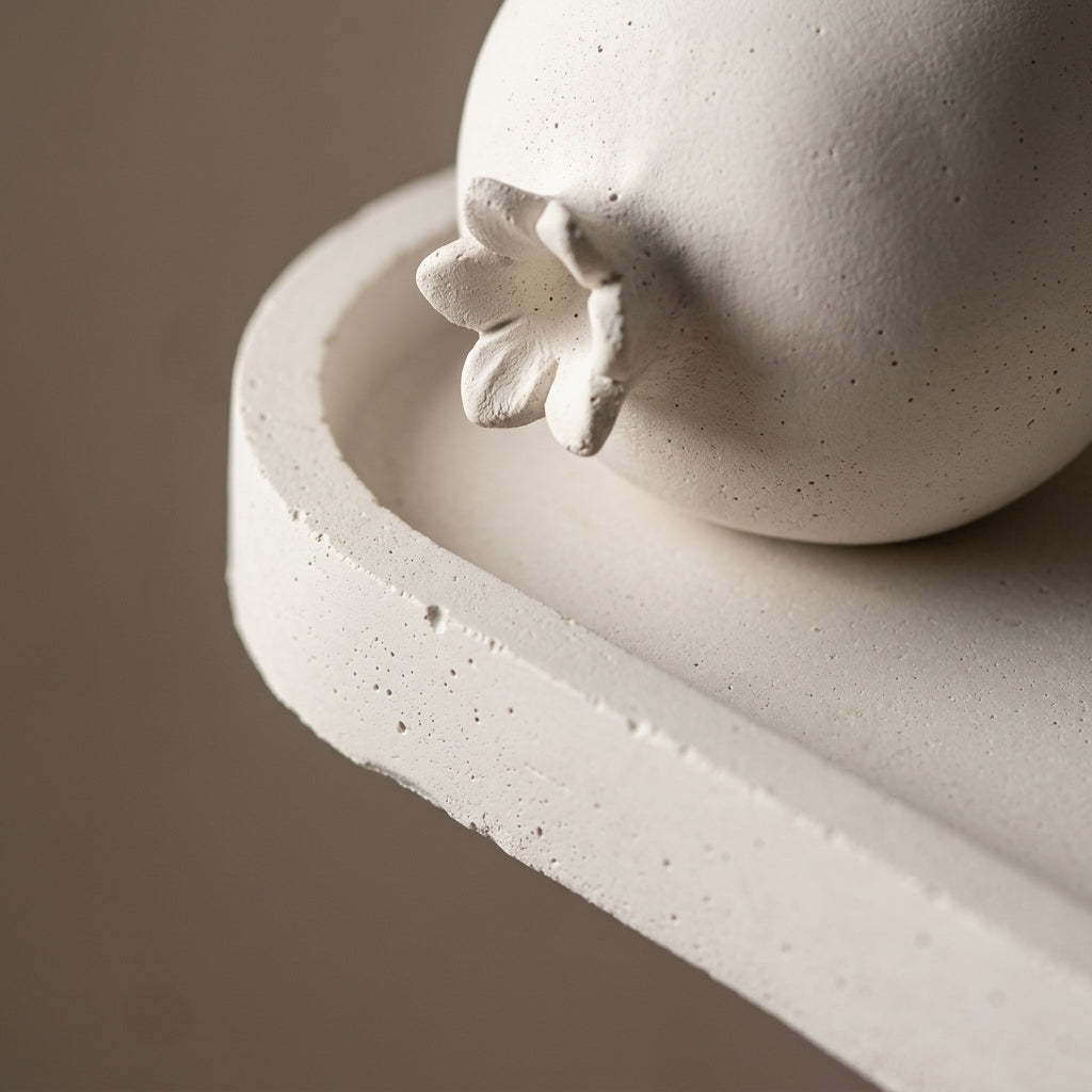 Handmade Concrete Pomegranate and Tray Decor Set