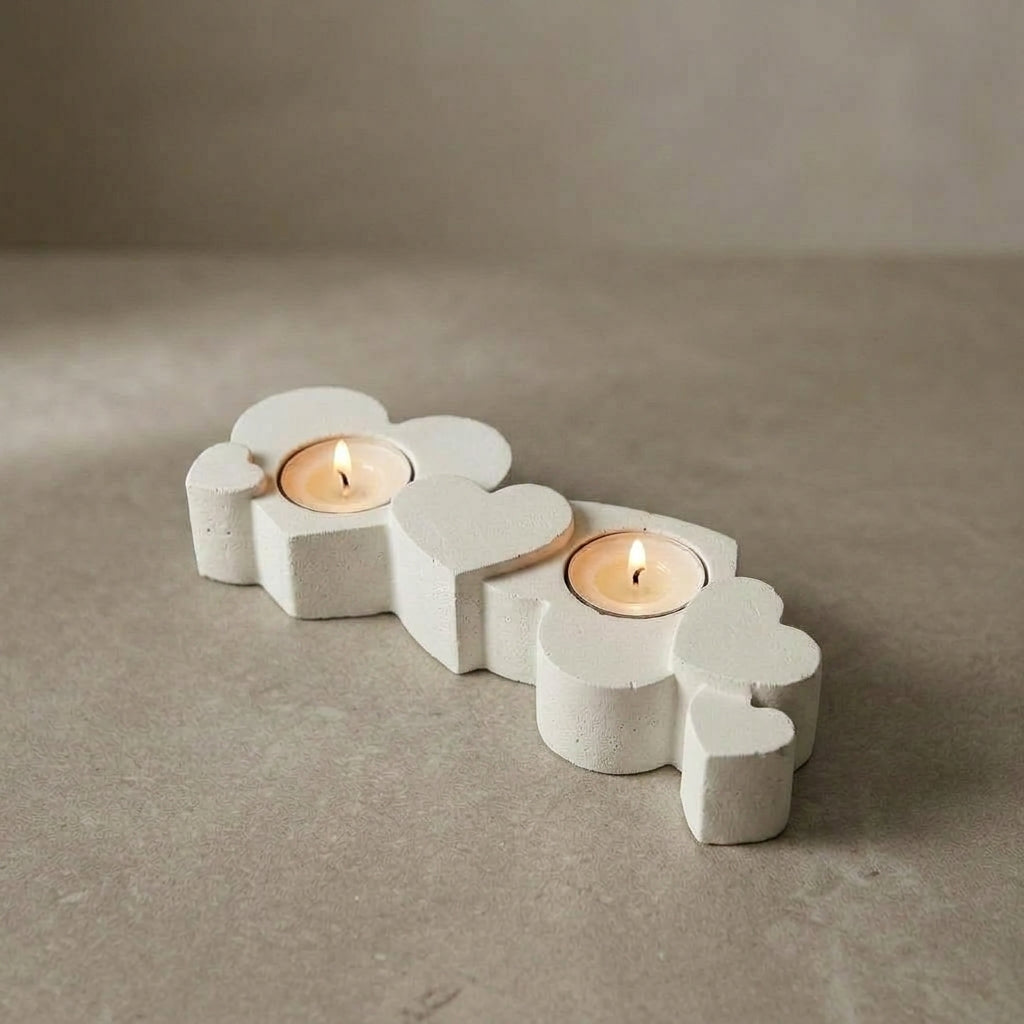 Heart Concrete Tea Light Shabbat Candle Holder