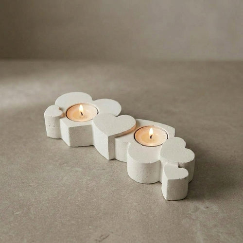 Heart Concrete Tea Light Shabbat Candle Holder