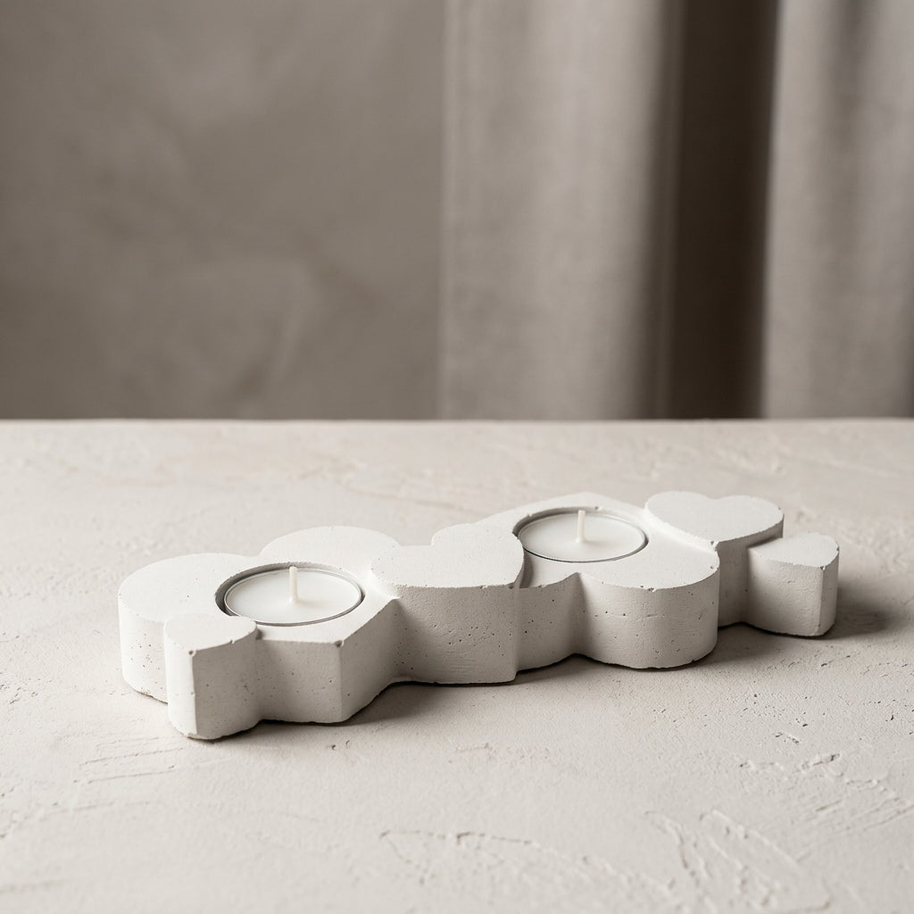 Heart Concrete Tea Light Shabbat Candle Holder