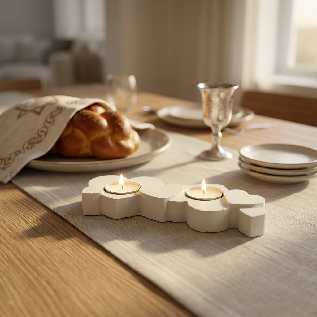 Heart Concrete Tea Light Shabbat Candle Holder