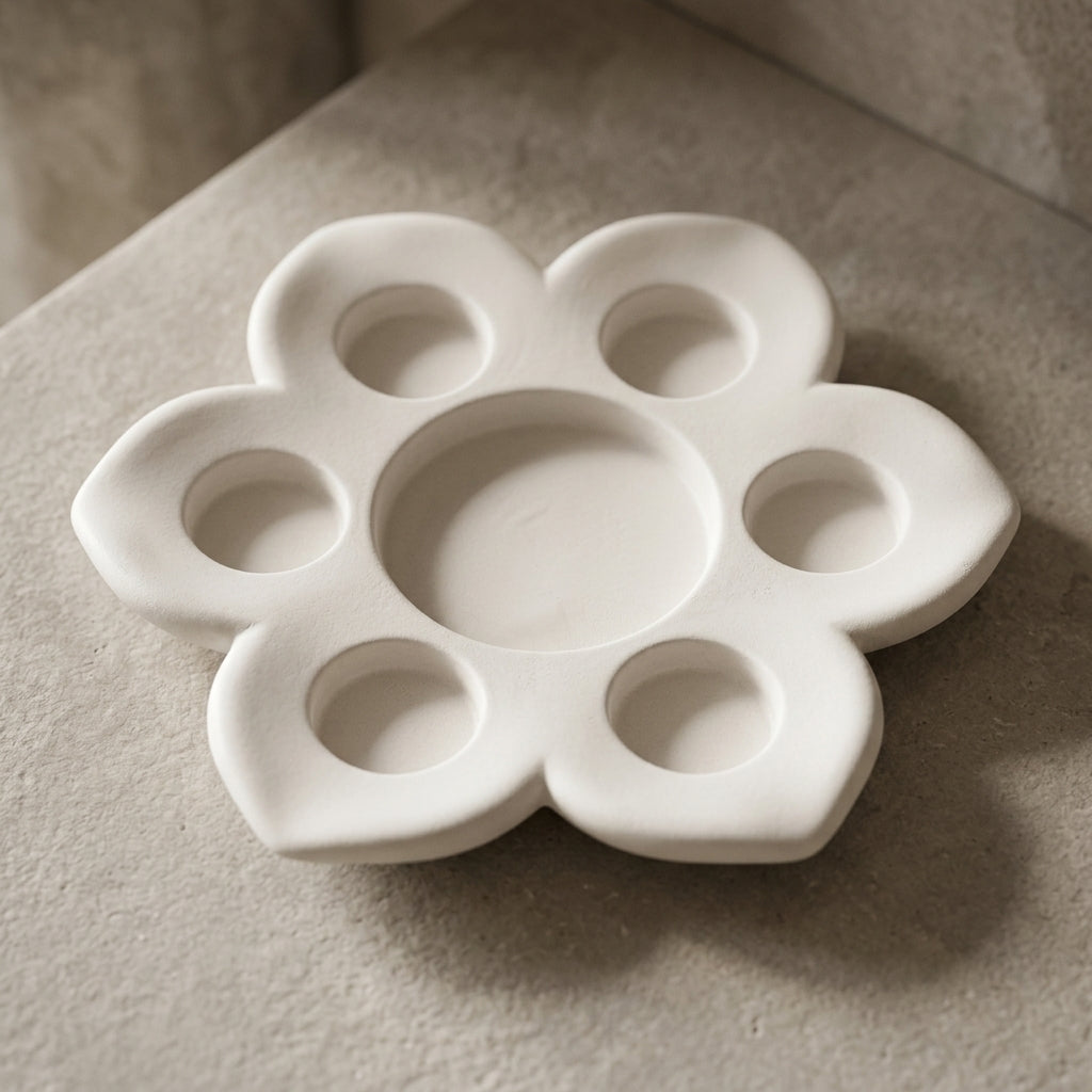 Lotus Concrete Judaica Tray and Candle Holder