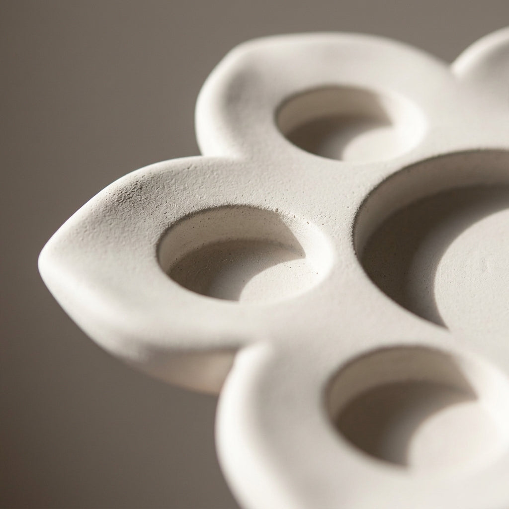 Lotus Concrete Judaica Tray and Candle Holder