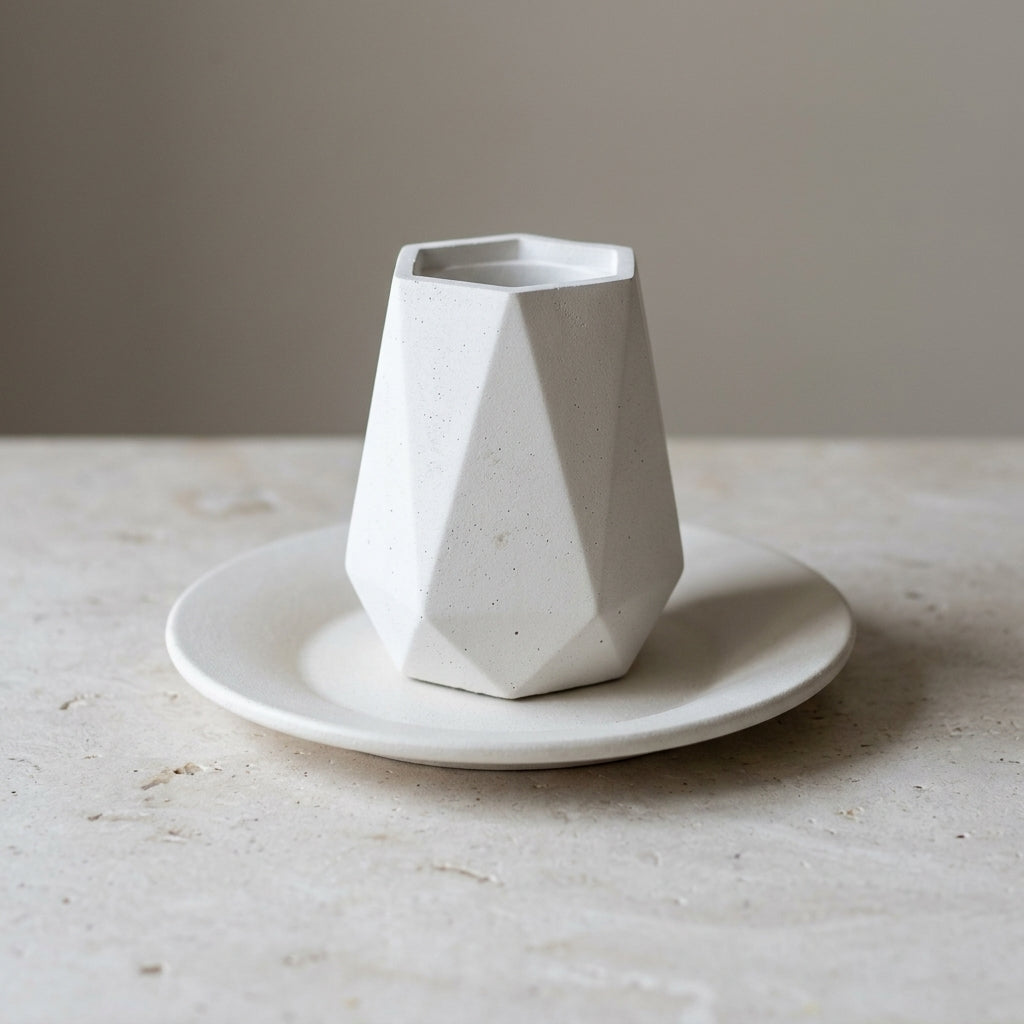 Modern Concrete Kiddush Cup and Plate Set