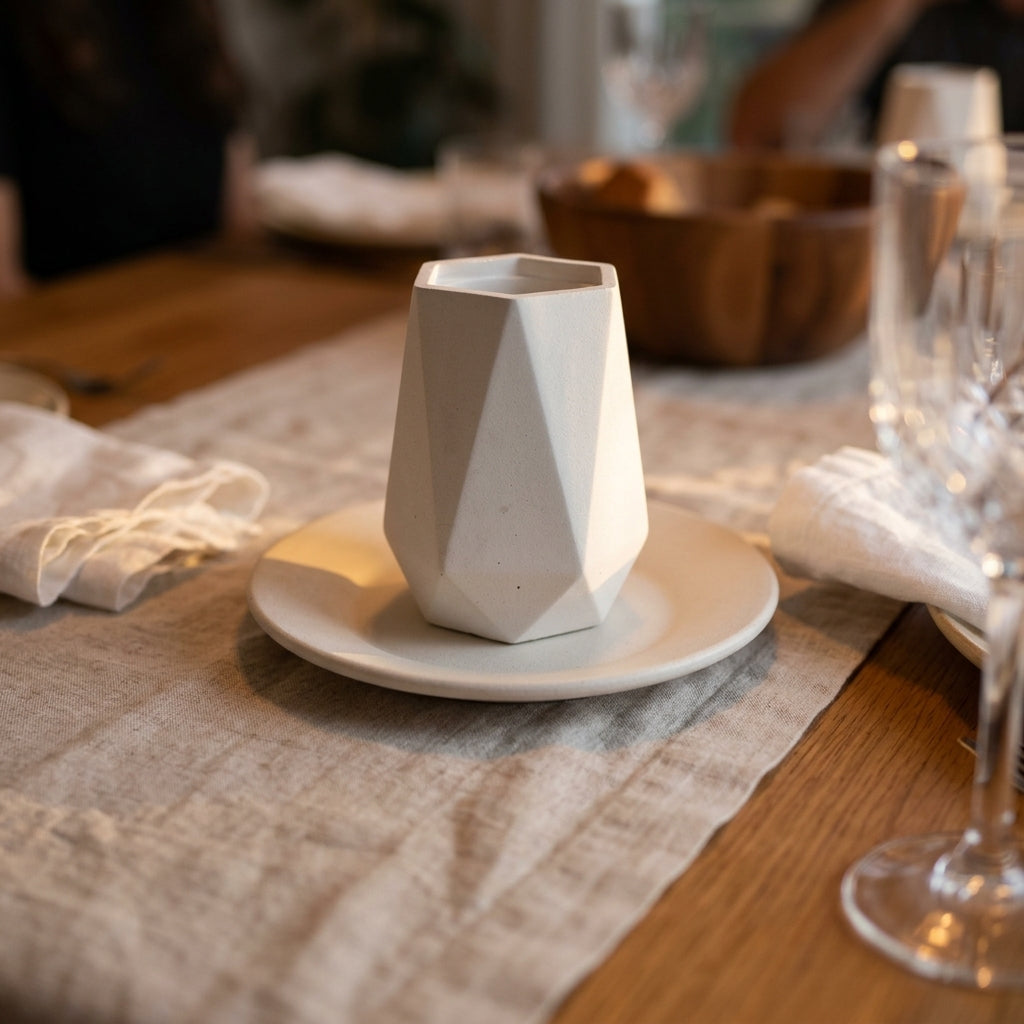 Modern Concrete Kiddush Cup and Plate Set