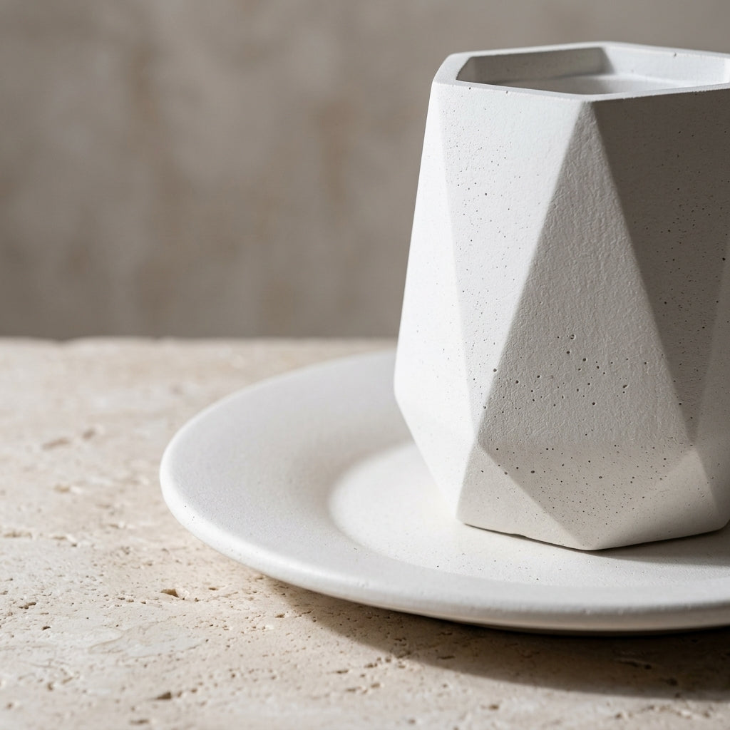 Modern Concrete Kiddush Cup and Plate Set