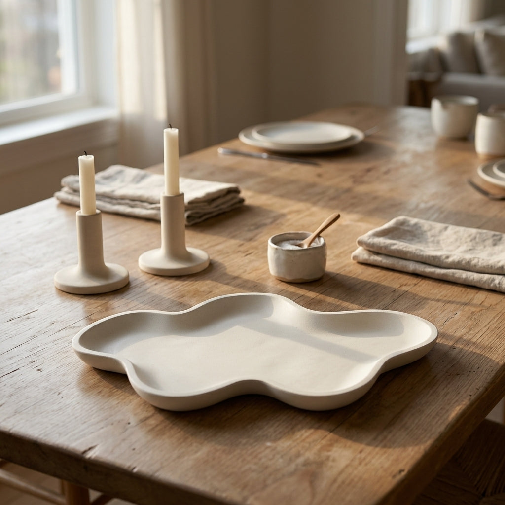 Organic Cloud Tray Shabbat Table Decor