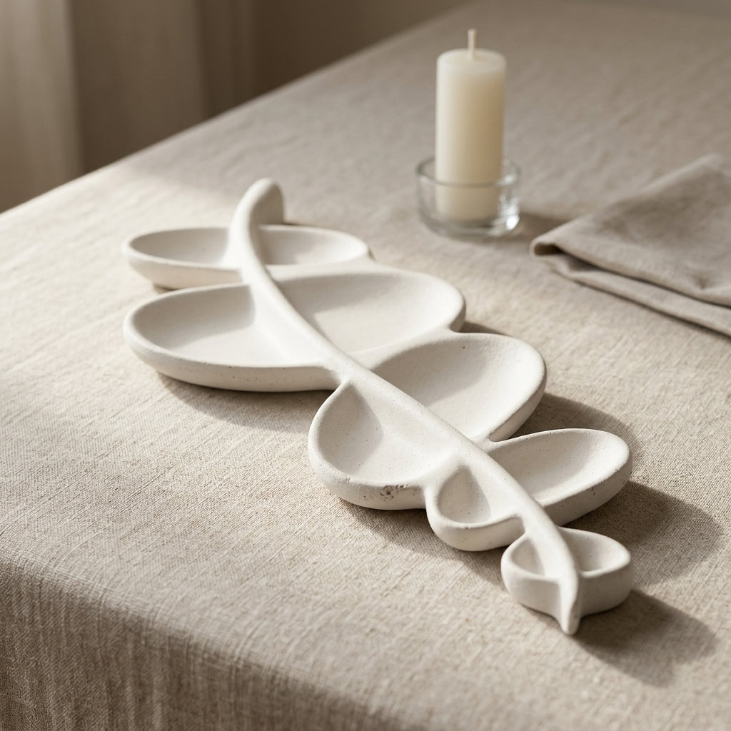 Sculpted Leaf Concrete Tray
