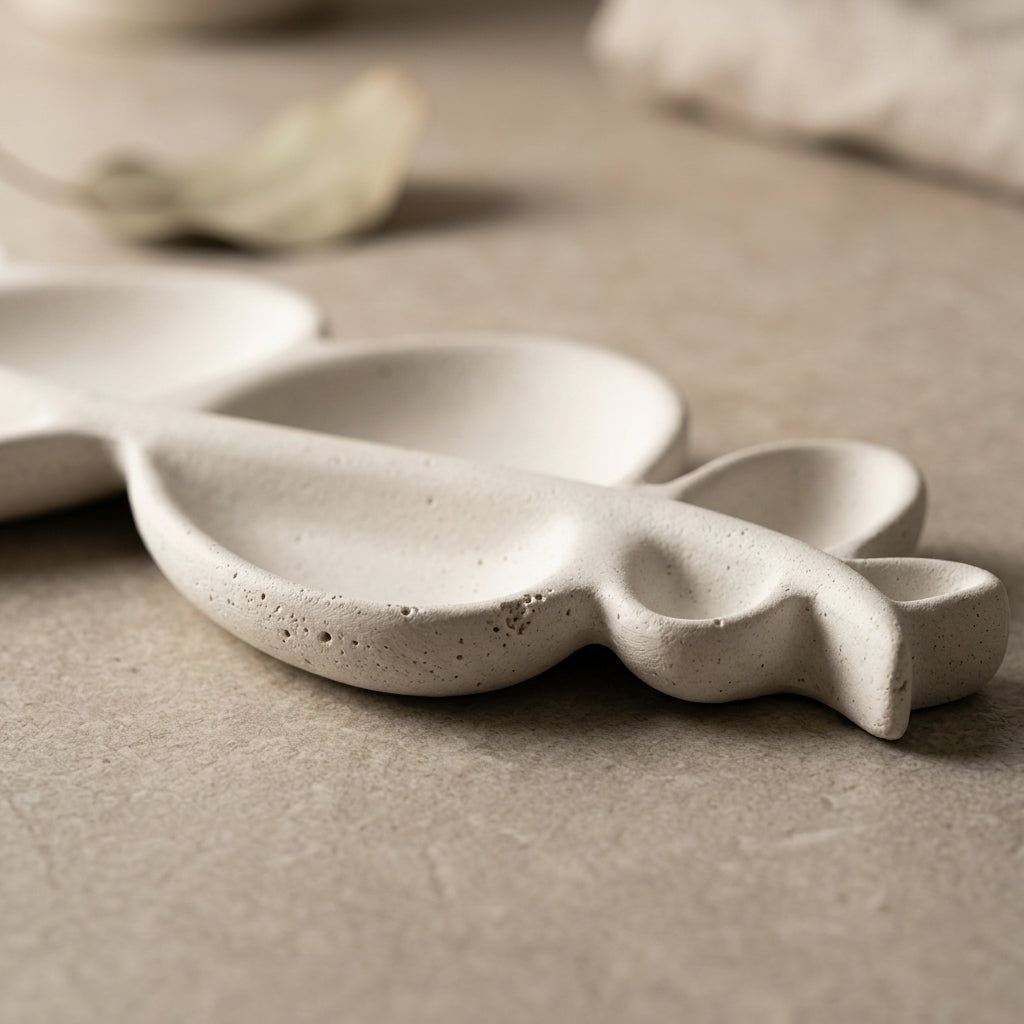 Sculpted Leaf Concrete Tray