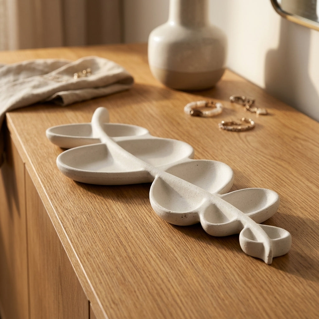 Sculpted Leaf Concrete Tray