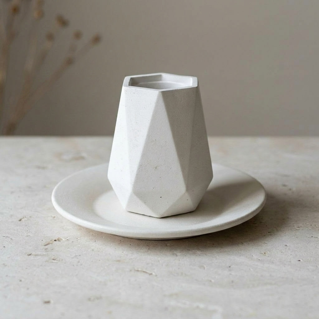 Modern Concrete Kiddush Cup and Plate Set