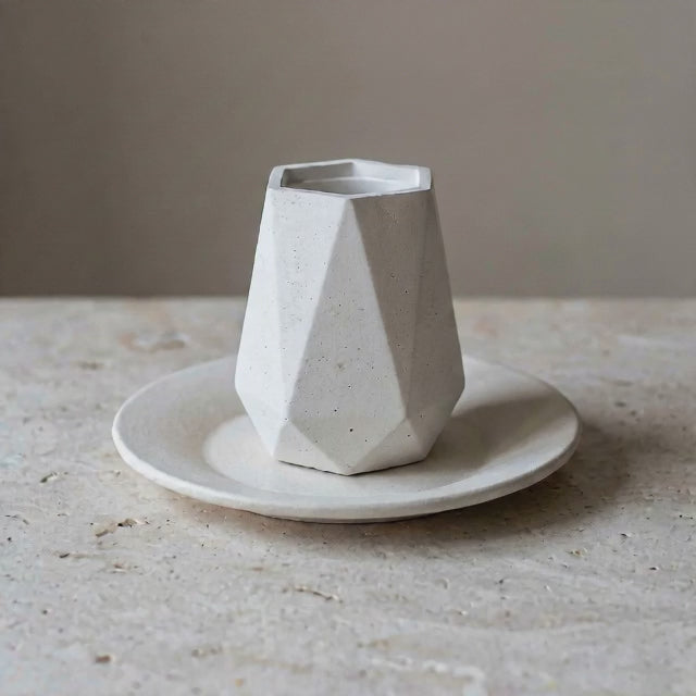 Modern Concrete Kiddush Cup and Plate Set