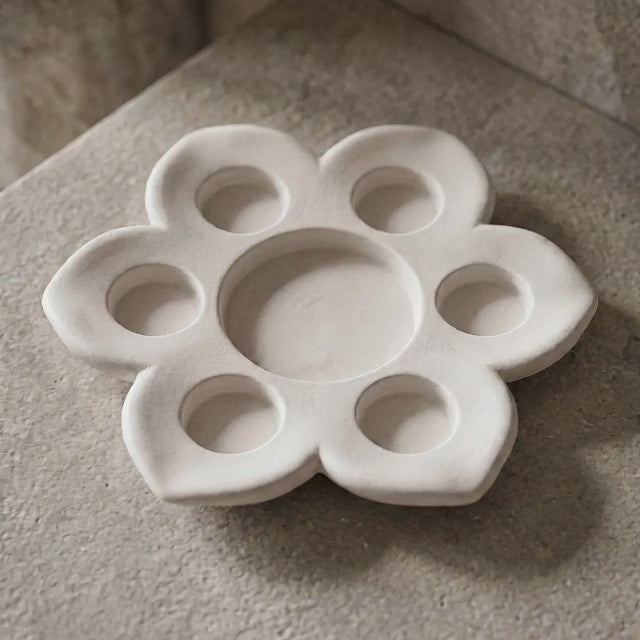 Lotus Concrete Judaica Tray and Candle Holder